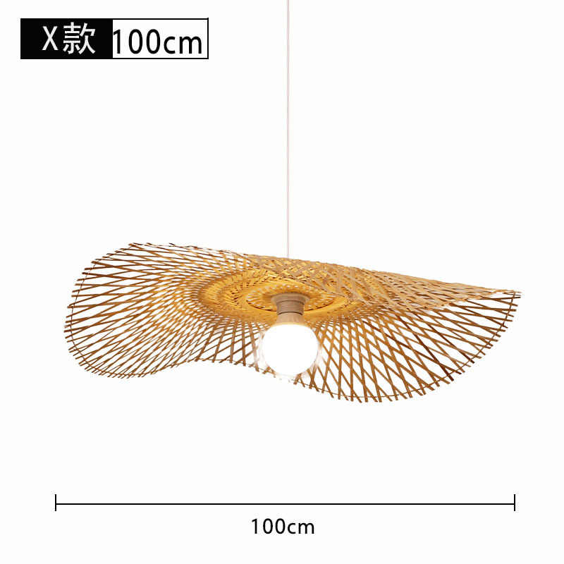 Lámpara de araña tejida de bambú Restaurante chino Lámpara de salón de té de linterna de bambú Restaurante japonés Sombrero de paja Lámpara de araña tejida de ratán B & B