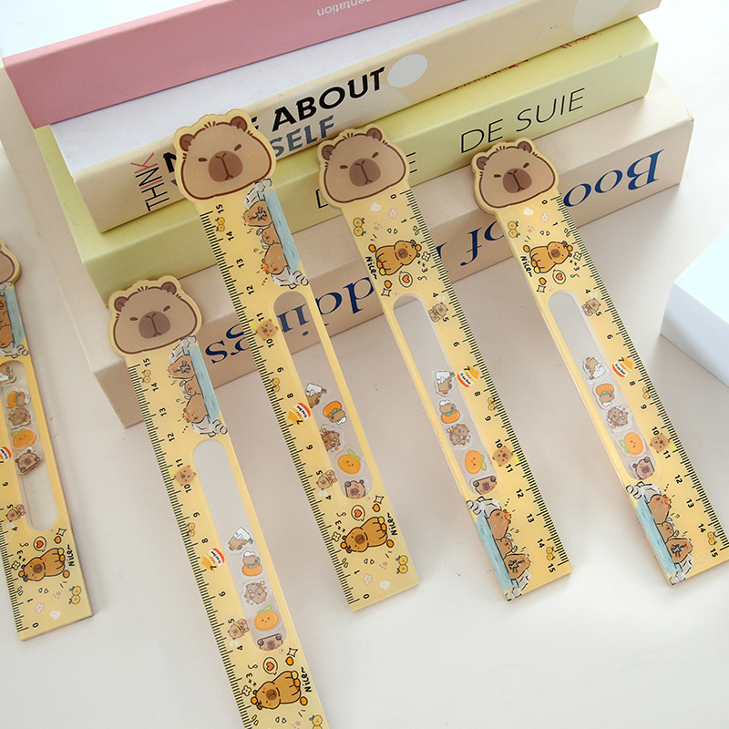 Nuevos productos Capibara Rock Regla 15cm acrílico regla recta de alto valor de la presión de los estudiantes de la escuela primaria papelería