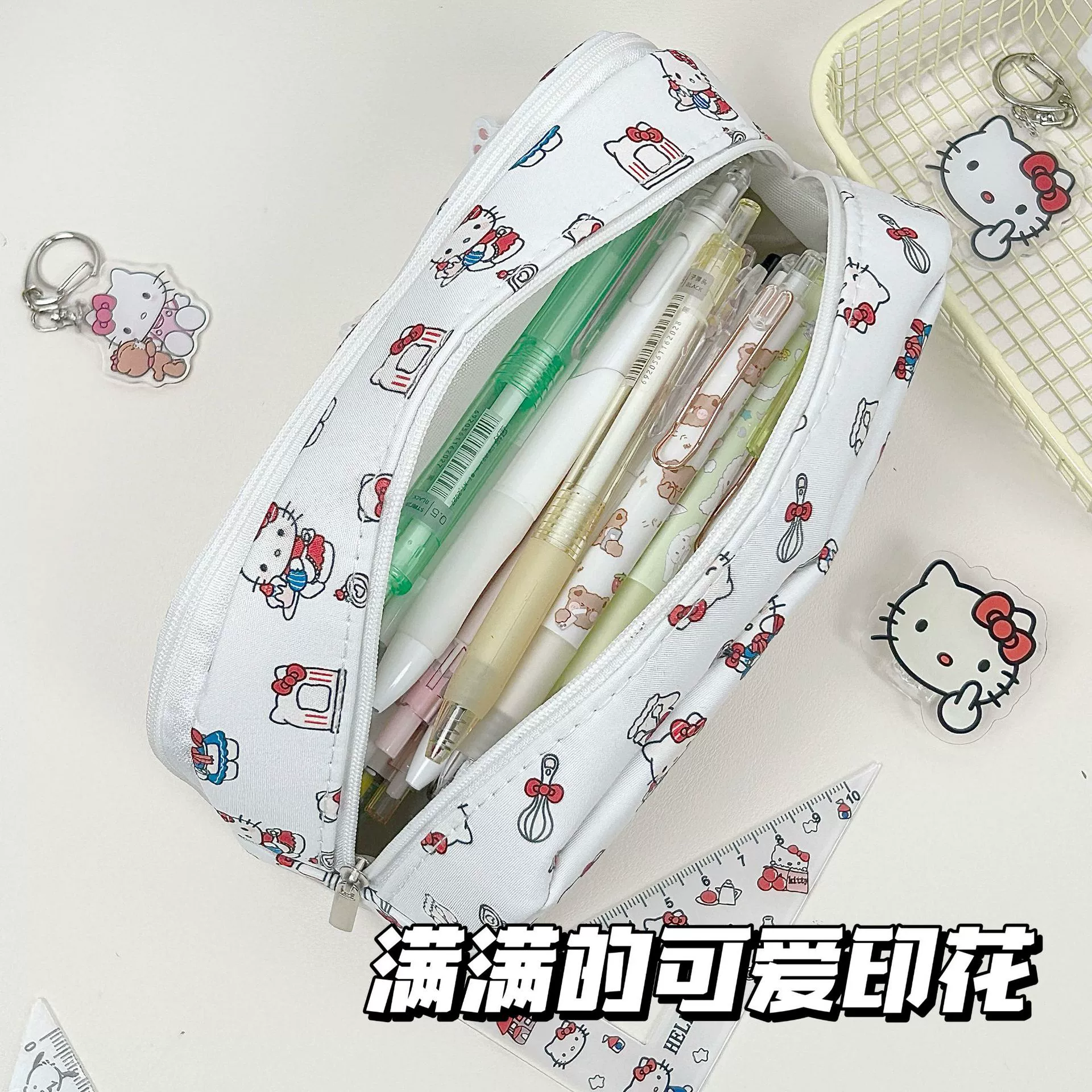 Санрио, Hello Kitty, милый пенал, канцелярия, вместительный органайзер для школьников, завязки, корейский стиль