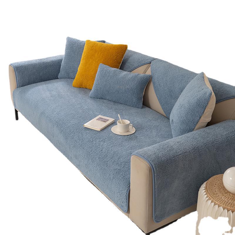 Cross-Border Lamb Wool Thickened Non-Slip Plush Seat Cushion Winter Nordic Sofa Cover Wholesale_voghion.com
