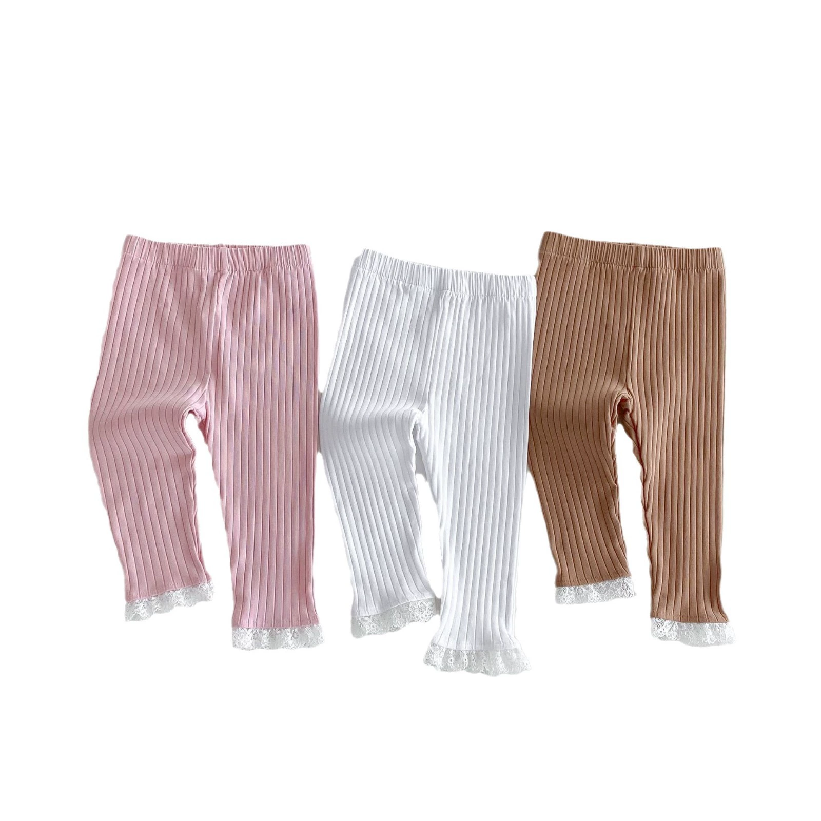 Детские осенние л leggings, кружевные эластичные брюки, 1–8 лет, корейский стиль, узкий крой, детская одежда