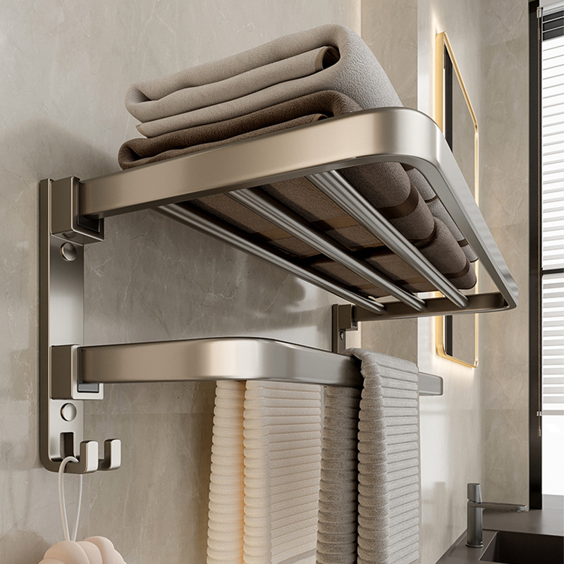 Gun gray space aluminum towel rack punch-free toilet bathroom storage rack wall-mounted toilet toilet towel rack