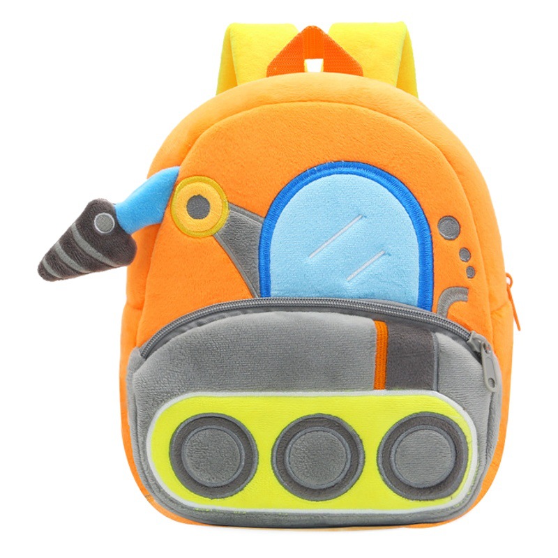 Cute engineering truck excavator dump truck cartoon plush backpack men's and women's children's bag backpack manufacturers
