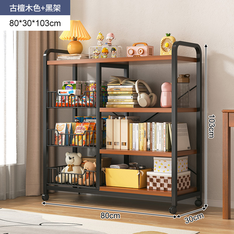 Estantería estante piso juguete imagen libro snack estante de almacenamiento móvil de hierro multifuncional niños estantería en casa
