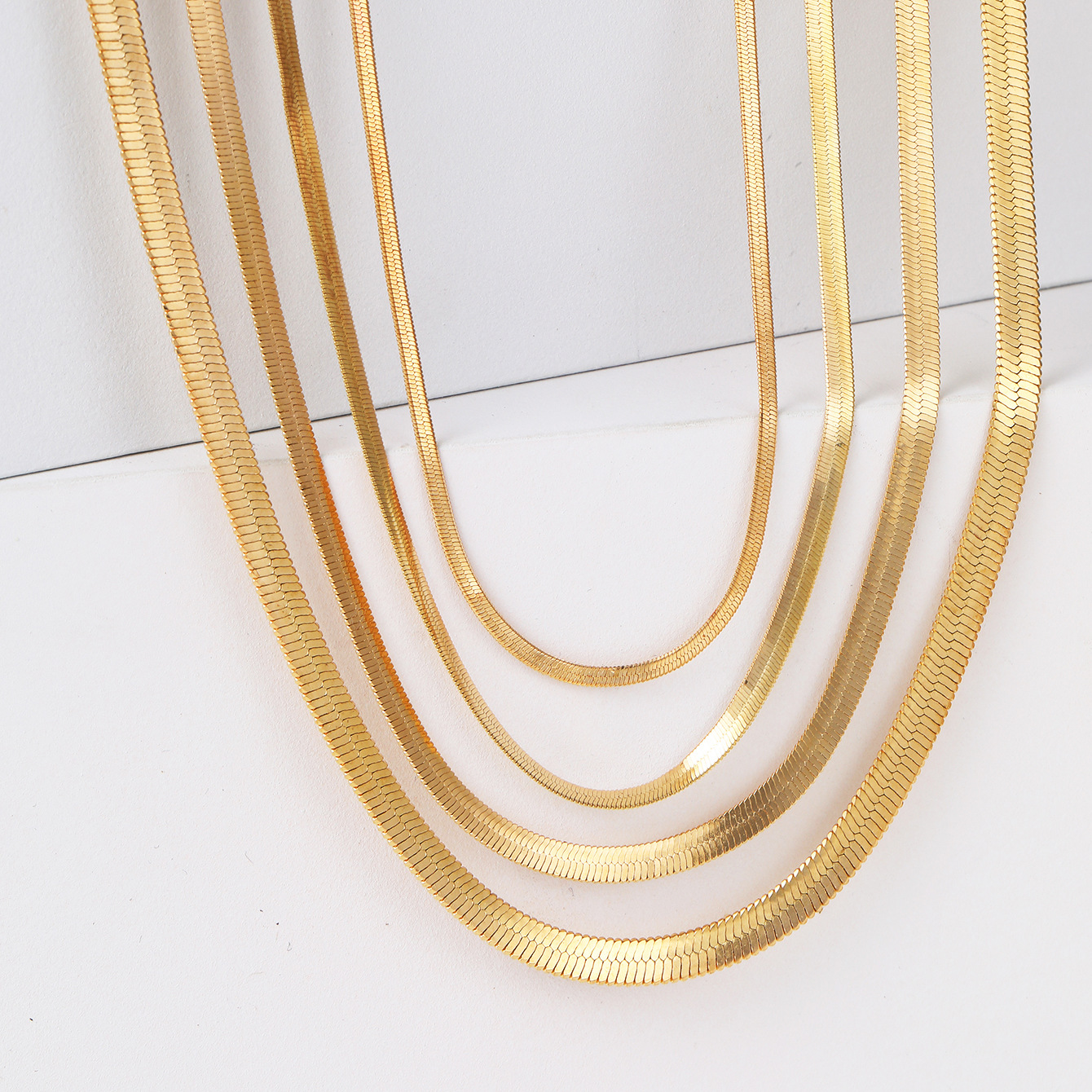  Hot ins Flat Snake Bone Chain 2mm Short chocker Stacked 3mm necklace_voghion.com