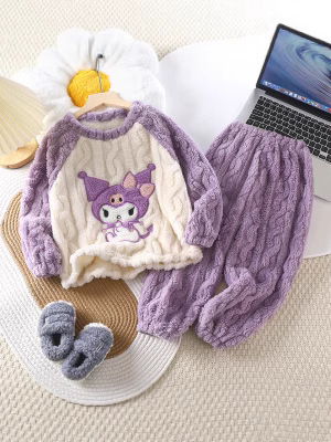 Cloudy Soft Homecoming Set 2025 New Patterned Soft Cotton Velvet Parent-Child Set Thick Warm Two-Piece Set Factory Wholesale Trendy