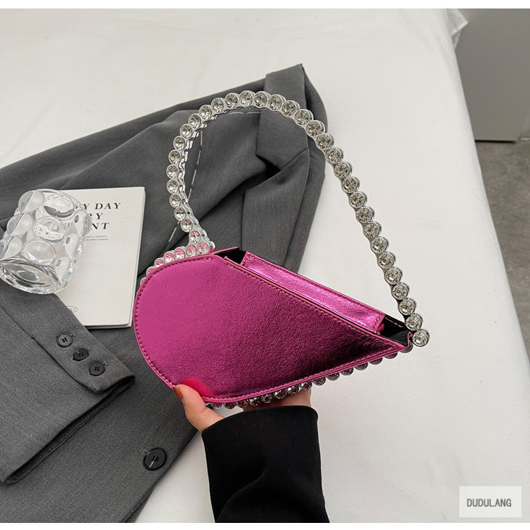 468g Weight Diamond Fashion Element Zipper Closure Type Top Handle Strap Type Handbag Bags Type Banquet Occasion PU Material Heart Shape Pattern All Seasons Season Women's Gender Elegant Style Heart-shaped Shape PU Heart Shape Diamond Heart-shaped Evening Bags 13