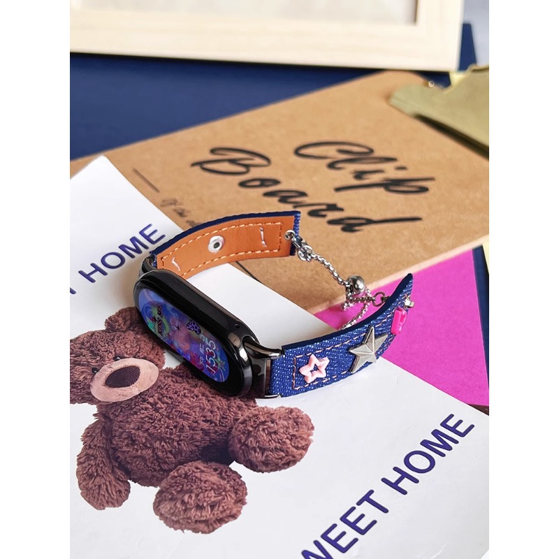 Suitable for mi bracelet 8/7 strap y2g Denim wind 6/5/4/3 Creative nfc version wrist strap metal chain cartoon