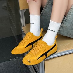 夏季真皮透气德训鞋女2025新款平底运动鞋休闲鞋百搭轻便软底女鞋