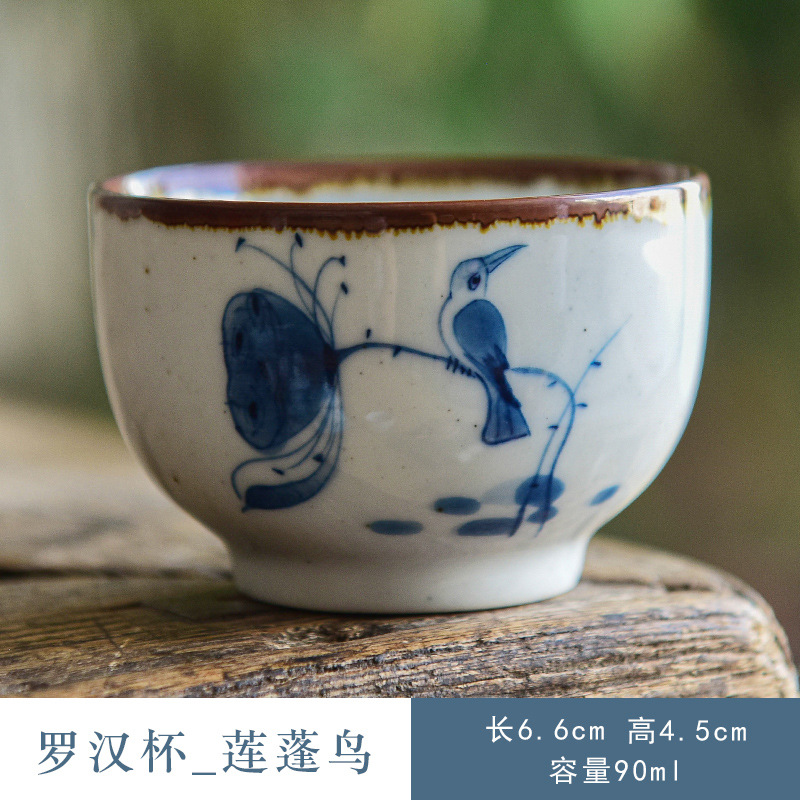 Pintado a mano kung fu taza de té taza principal de loto taza única taza de té de la vendimia juego de té de cerámica taza de té de un solo tazón de té