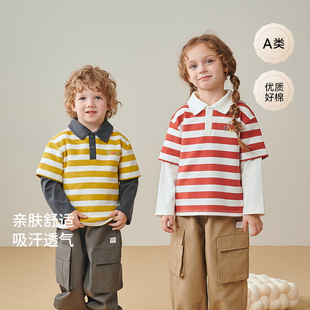 Baby Clothes Spring & Fall Boys and Girls Long-Sleeved Bottoming Shirts Kidsren's Fake Two-Piece Long-Sleeved T-Shirts Kidsren's Single Tops