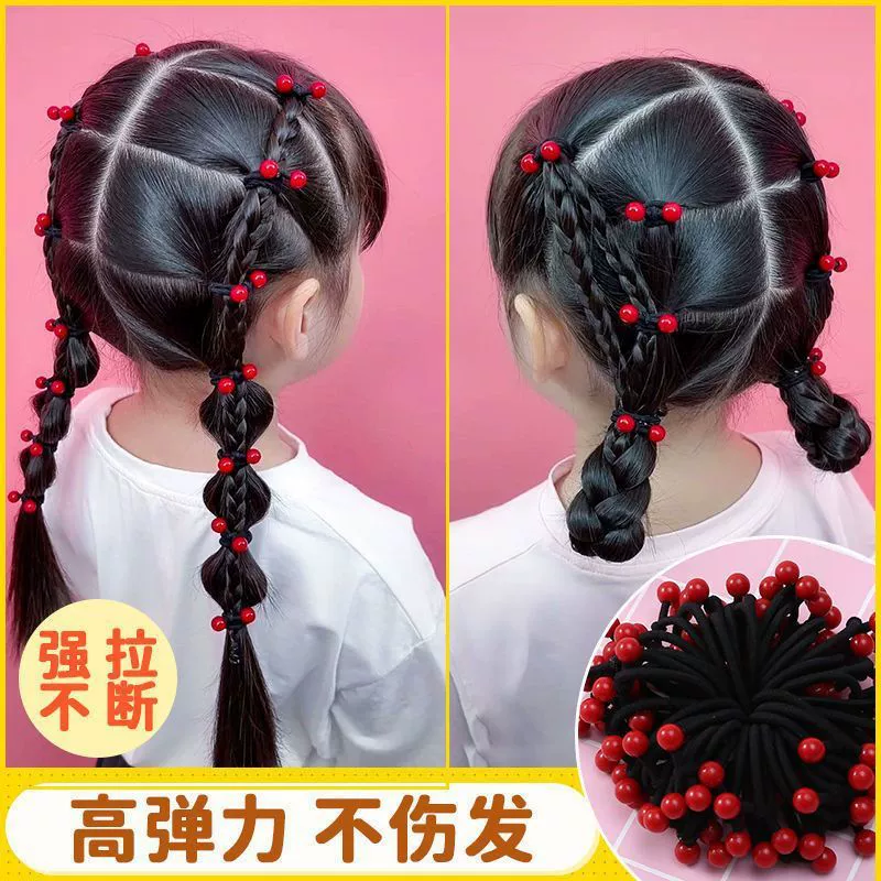Детская веревка для волос, резинка для волос из красной фасоли, не повреждает волосы, плетеная повязка на голову, плетеные волосы для маленькой девочки, высокоэластичная резинка.