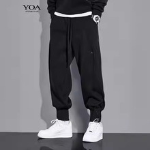 YOA春秋新款排扣束脚休闲裤男潮流宽松嘻哈运动卫裤网红ins裤子
