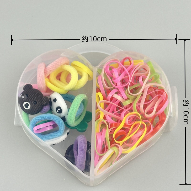Amor caja de color pequeña flor de dibujos animados clip de agarre color macarón de alta elasticidad correa de goma desechable para niños lindos cuerda de cabeza