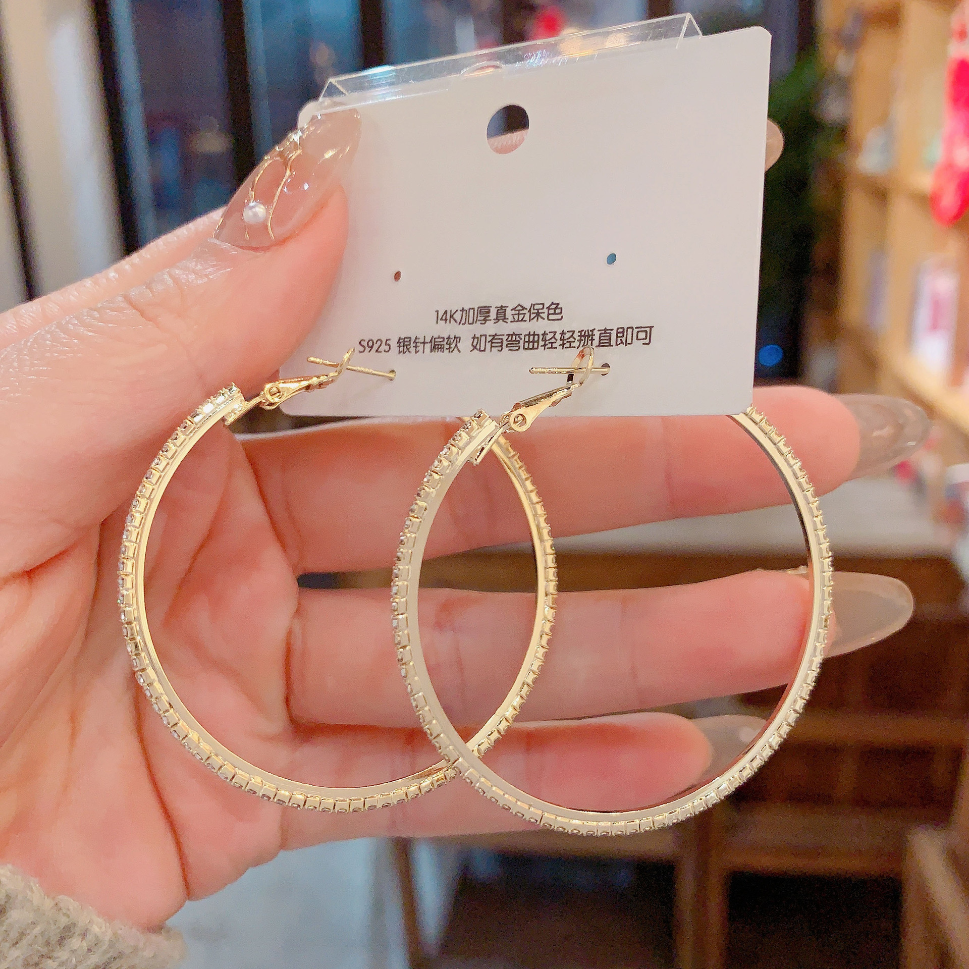 Solid Color Pattern Women's Gender 1 Pair Streetwear Solid Color Plating Inlay 925 Sterling Silver Copper Zircon Hoop Earrings