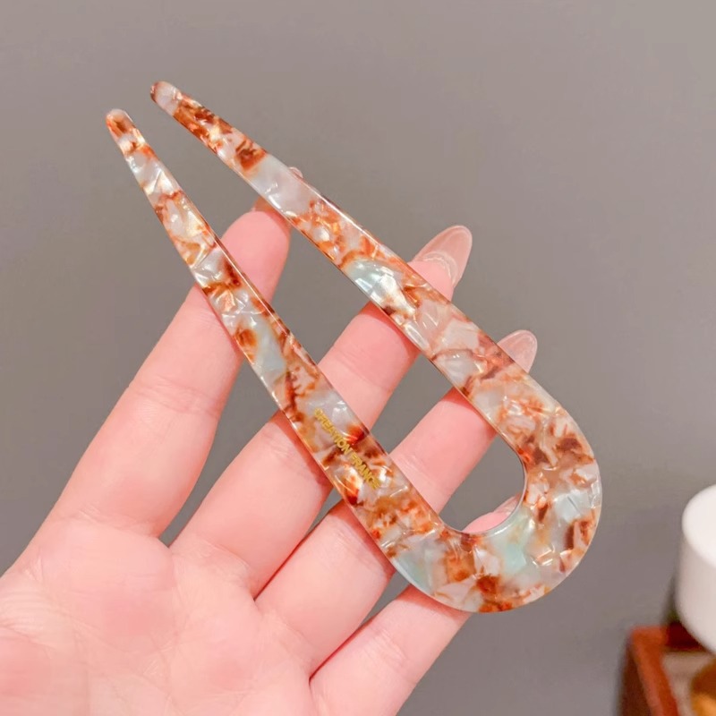 Elegante pinza de cabello acético en forma de U para mujeres retrógrado japonés gran pinza de cabello simple de moda alta sensación de joyas de cabello clásicas