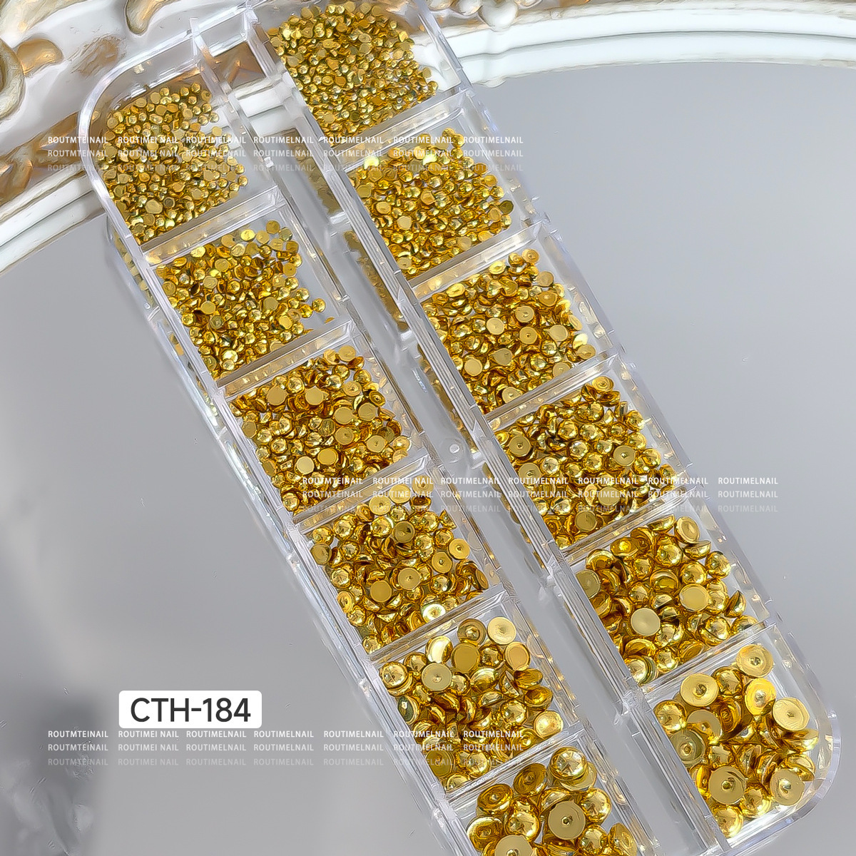 Red en línea explosión de 12 grados mezclados oro y plata perlas de metal joyas de manicura en el viento venta caliente accesorios de aleación