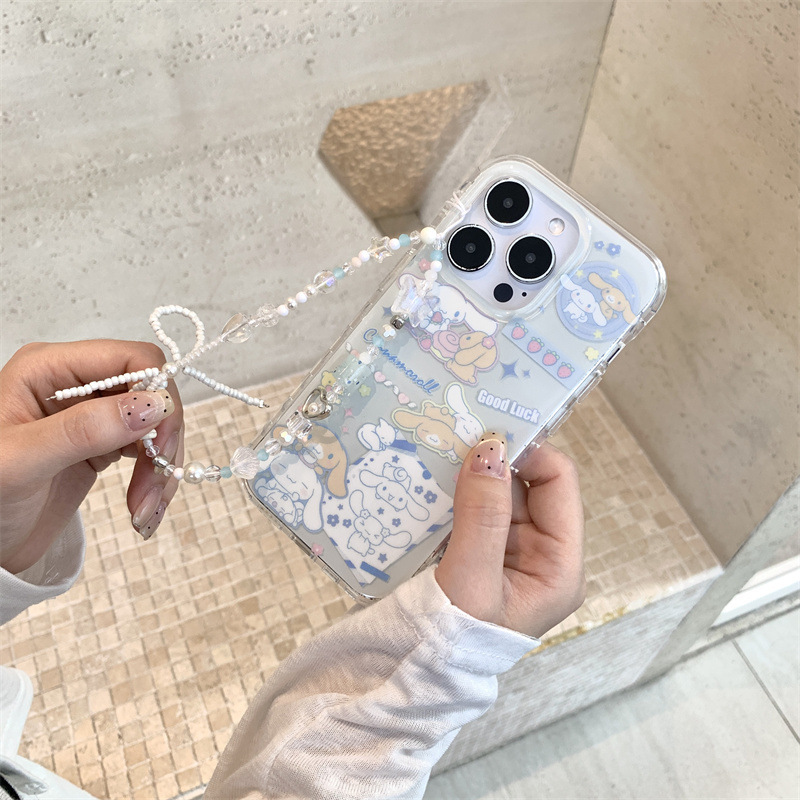 韩系浅蓝英文棕白玉桂狗适用iPhone16苹果15ProMax/14/13手机壳女|undefined
