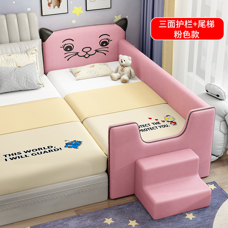 Cama ampliada para niños cama de empalme cama grande cama ampliada para bebés cama de empalme con barandilla de madera maciza cama de lado de la cama única cama cama para niños