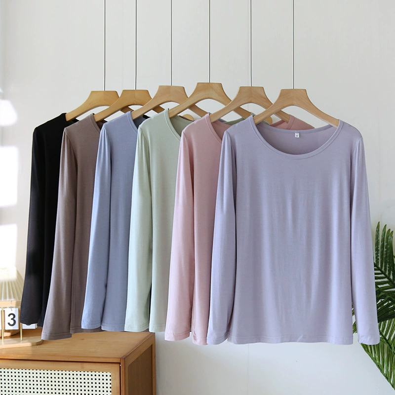 Модаль с длинными рукавами госпожа Цю И Весна и осень простой однотонный свитер