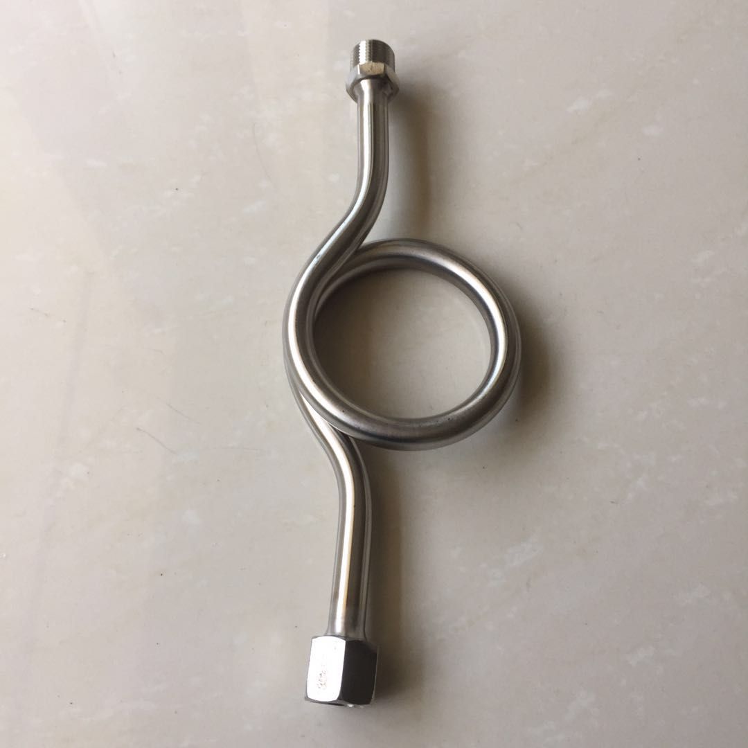 不锈钢耐高压弯管 压力表缓冲弯 内牙M20*1.5+4分180度 活接表弯