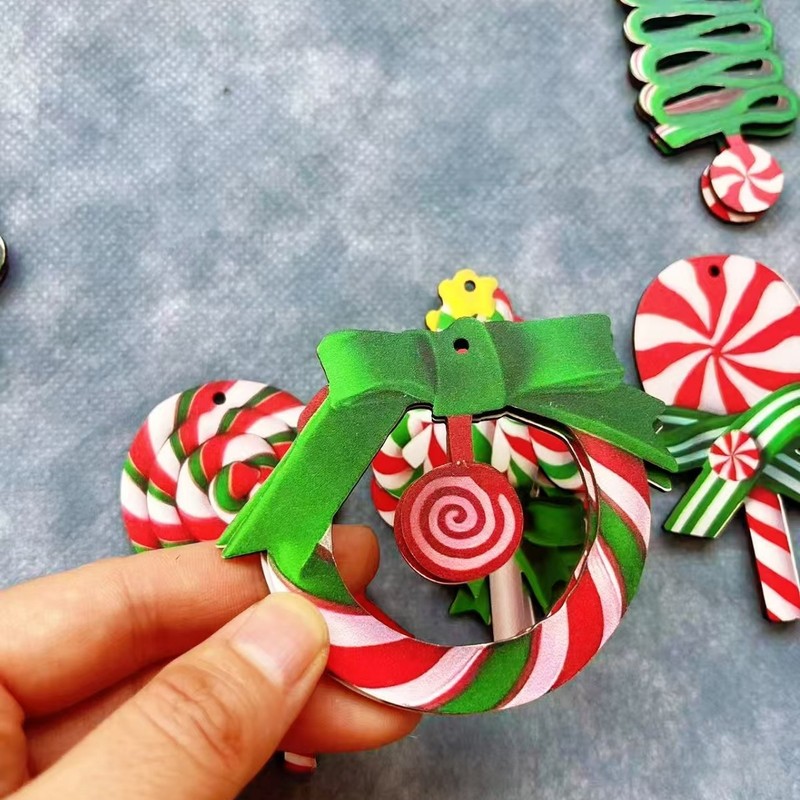 新しいクリスマスツリー木製ペンダントクリスマスキャンディーカラー木製ペンダント|undefined