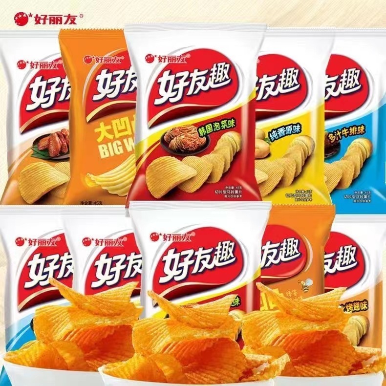Goodfriend Friend Fun 45g Large Wavy Potato Chips Korean Kimchi Flavor Caribbean BBQ Flavor Snack Puffed Food