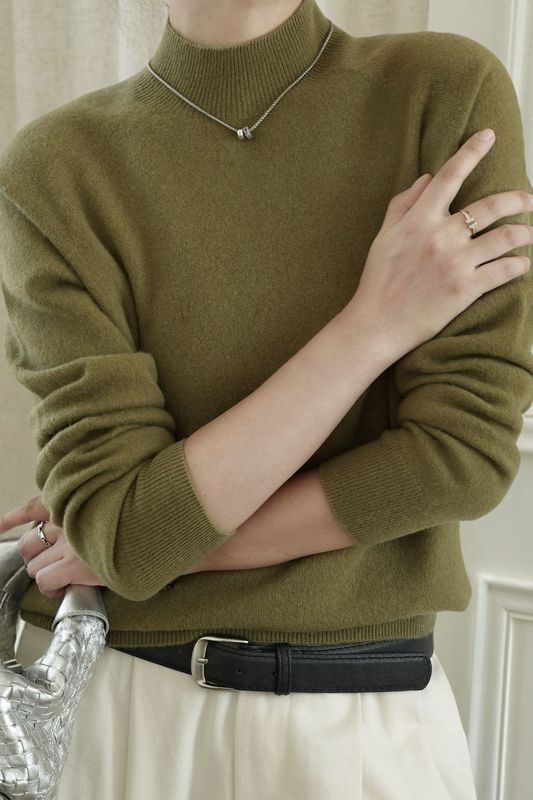 女式羊毛衫V领羊绒羊毛衫女上衣慵懒宽松长袖套头针织打底衫毛衣|undefined