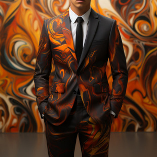 Men's 3D Digital Printing Suit Cos Party Stage Nightclub Shining Cool Performance Suit