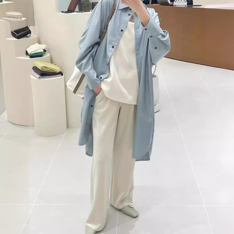 Anti-wrinkle Korean Niche Design Urban Fashionable COS ROW Style Simple Loose Long Shirt Dress for Women