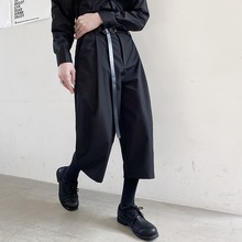 原创暗黑潮流个性宽松百搭八分裤休闲阔腿裤送腰带A261-9909-565