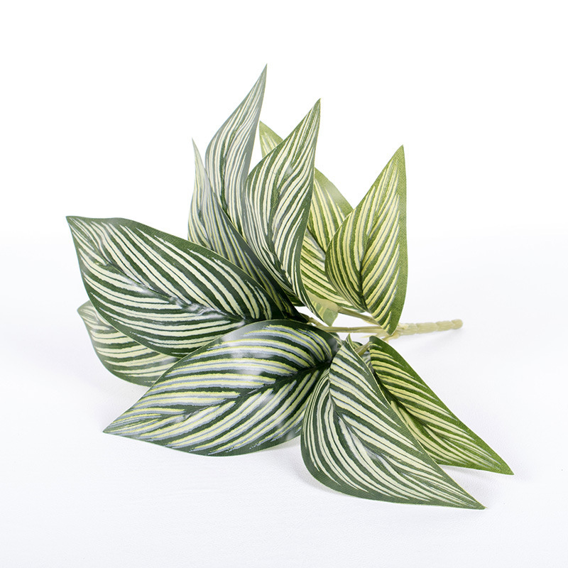 Plantas verdes falsas, decoración de paredes, hojas de plantas de simulación, arreglos florales de pared de fondo, 7 cabezas, lavanda de perilla