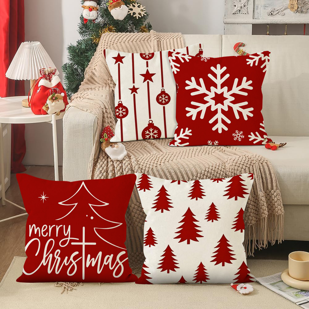 Christmas Nordic Style Modern Style Classic Style Christmas Tree Letter Snowflake Linen Pillow Cases Couch & Sofa Decor display picture 1