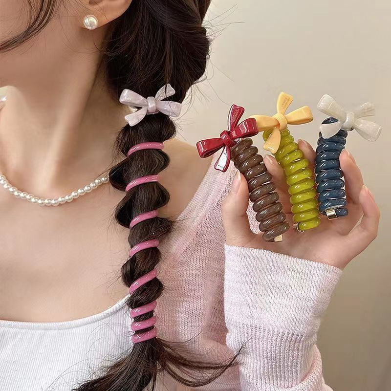甘いガーリーハート高弾性電話コードヘアバンド夏耐久性のある編組ヘアアーティファクトラブバブル編組ヘッドバンド|undefined