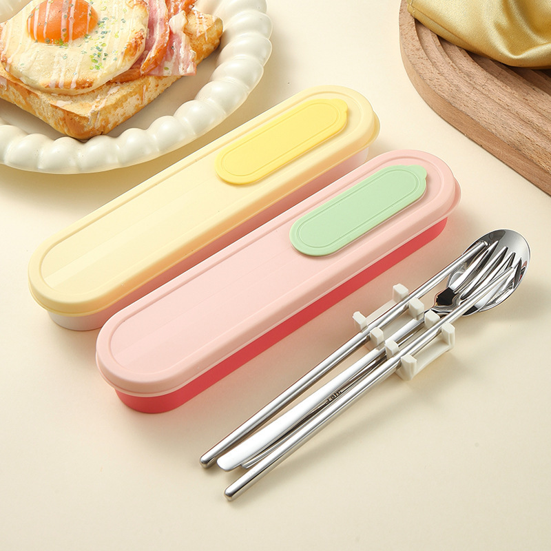 Dopamine Outdoor Cutlery Set 316 Stainless Steel Spoon, Fork, and Chopsticks Three-Piece Set Student Portable Cutlery Dopamine Outdoor Cutlery Set 316 Stainless Steel Spoon, Fork, and Chopsticks Three-Piece Set Student Portable Cutlery