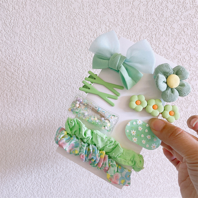 80g Weight Hair Clip Hair Accessories Type 9-Piece Set Quantity Holiday, Daily Occasion Cloth Material Cartoon, Knot, Flower, Butterfly, Bow Knot Pattern Kid'S, Women's Gender Cute, Sweet, Korean Style Style Cute Sweet Korean Style Kid'S Women's Cartoon Knot Flower Cloth Hair Clip 6