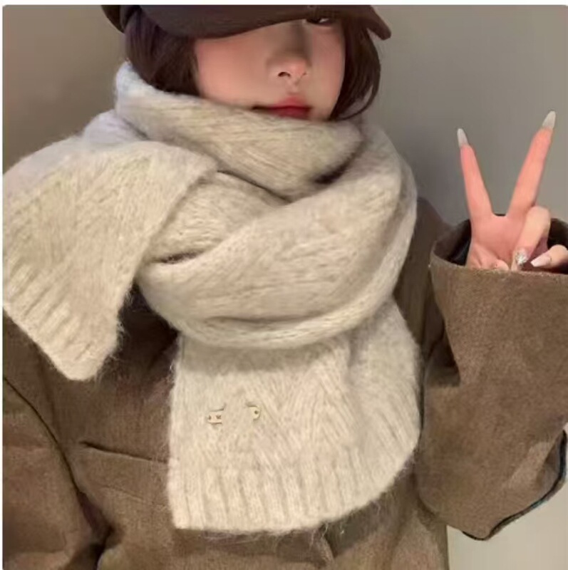 Albaka Alpaca Pure Color Knitted Scarf for Women Winter New High-End Wool Blend Korean Style Trendy Students
