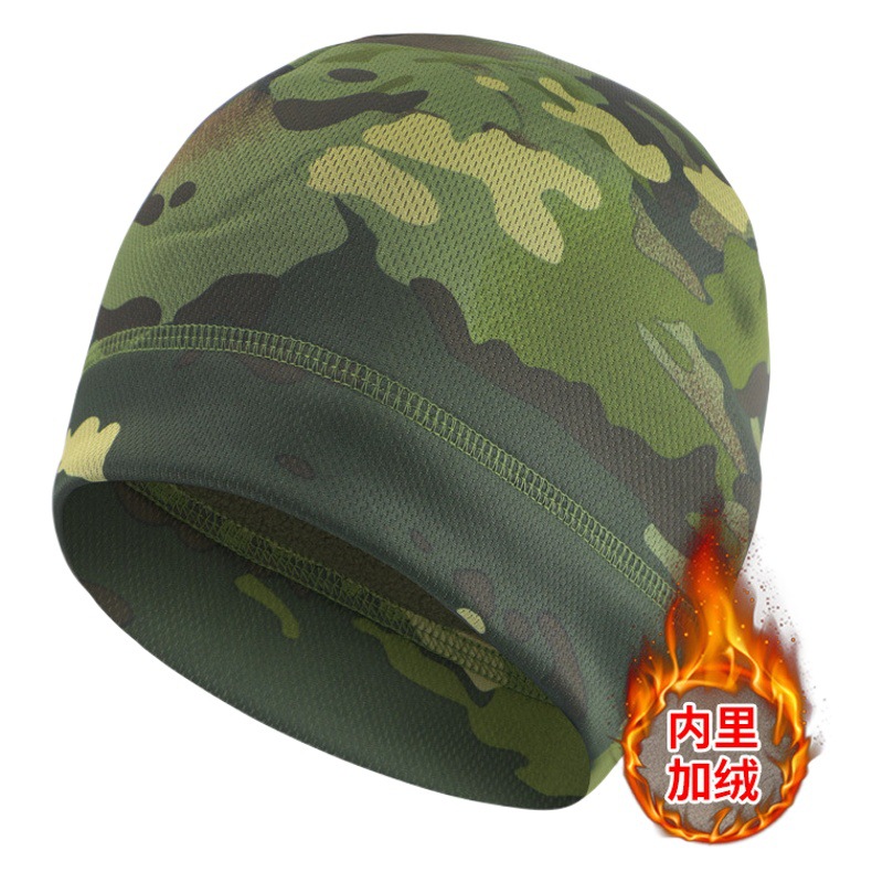 Winter camouflage fleece-lined hat polar fleece hat thickened scarf outdoor cycling warm hat cold-proof helmet liner men