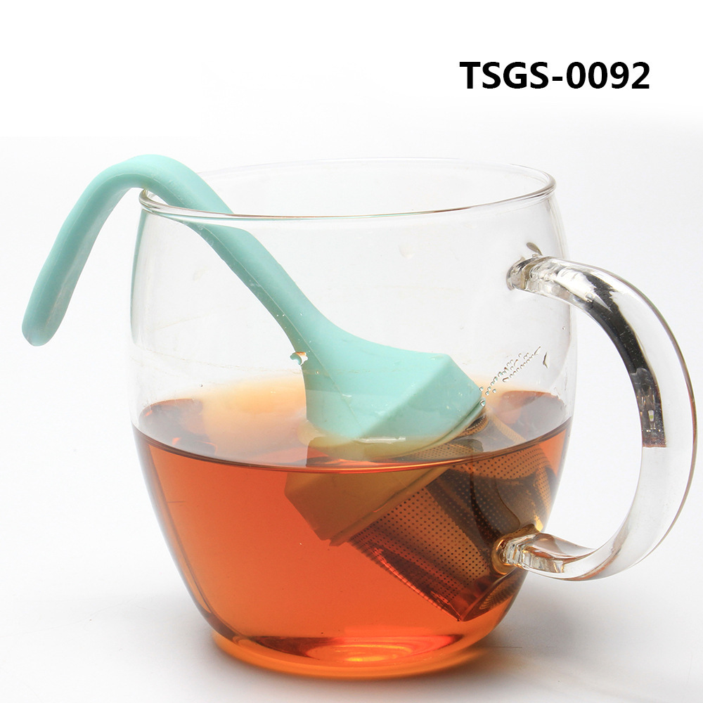 Wholesale Flexible-Handle Silicone Tea Maker, Food-Grade Tea Strainer, Stainless Steel Tea Infuser Filter