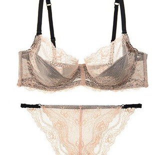 Dropshipping Sexy Lace Bra Thin Transparent Temptation Thin Large Size Bra Set 16001