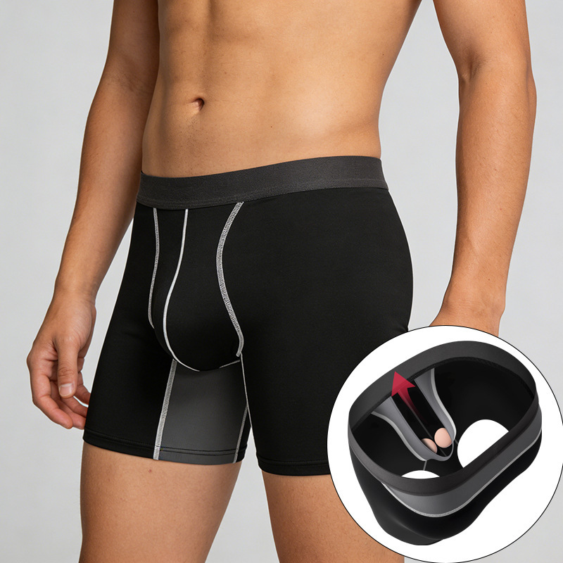 Premium European Size Anti-Chafing Men's Running Sports Underwear, Fitness Tight-Fitting Quick-Dry Long-Leg Large Size Boxer Briefs
