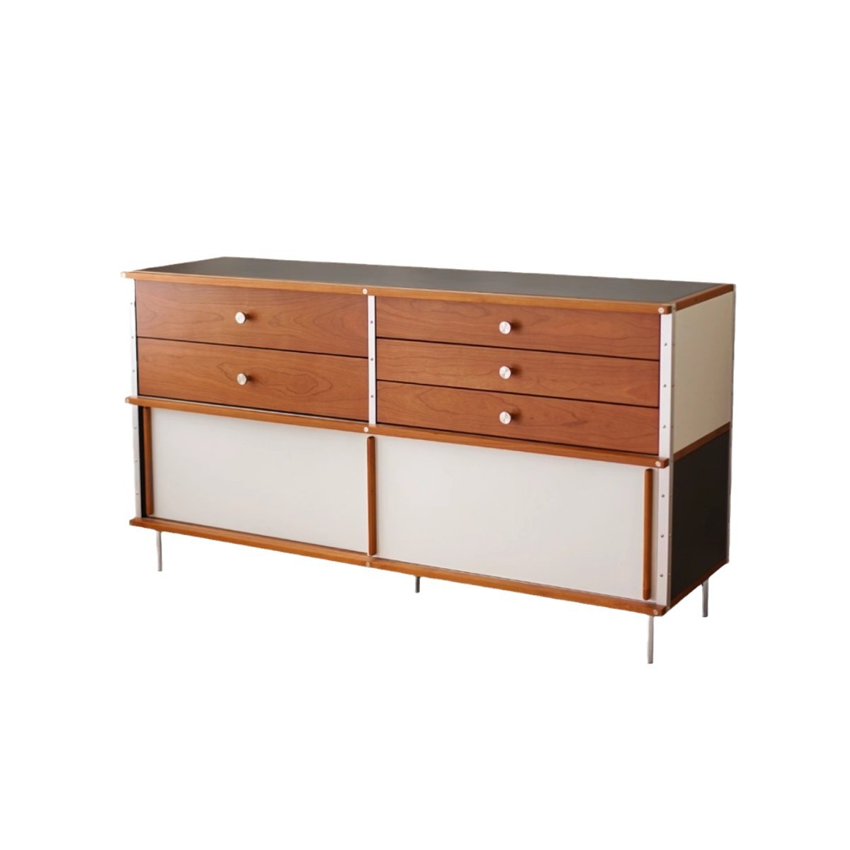 El aparador Eames está contra la pared, una cocina, una cómoda de madera maciza, almacenamiento, almacenamiento, armario de cola de cama 2024 nuevo estilo retro