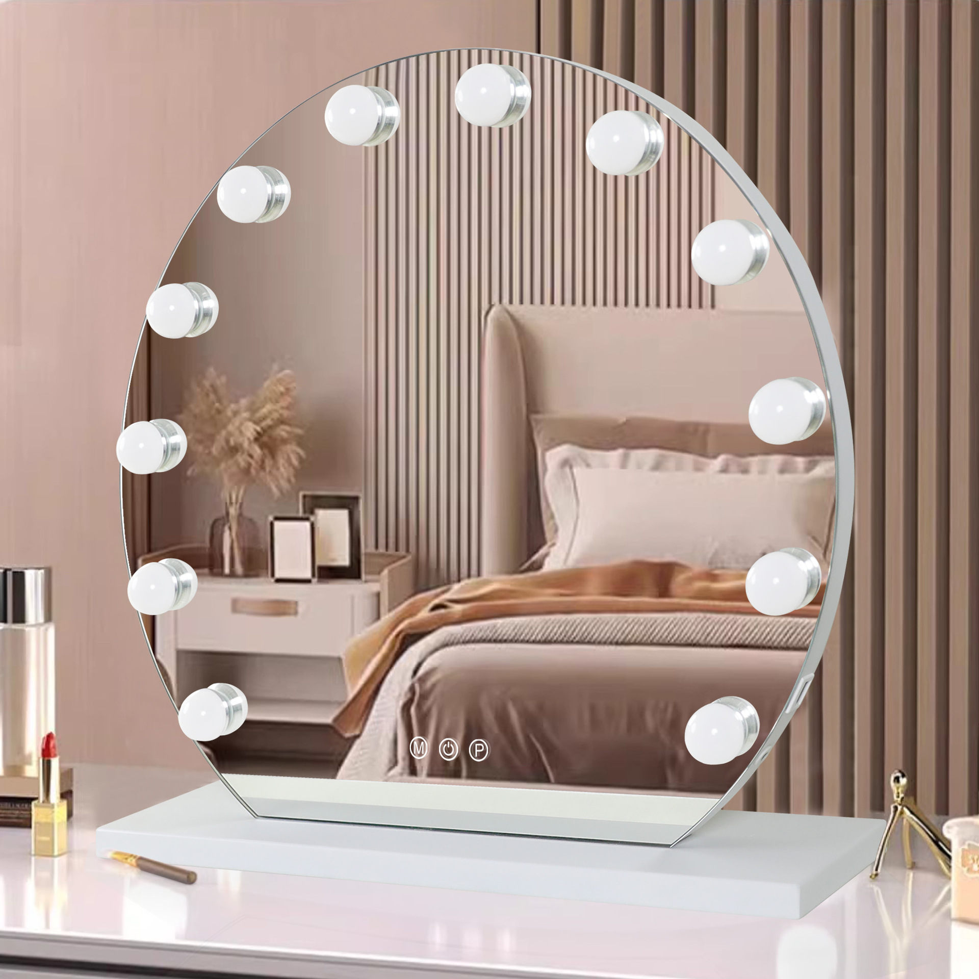 Red 12 lámparas semicirculares espejo de maquillaje LED con luces de escritorio espejo de escritorio de Hollywood transfronterizo Amazon espejo de belleza