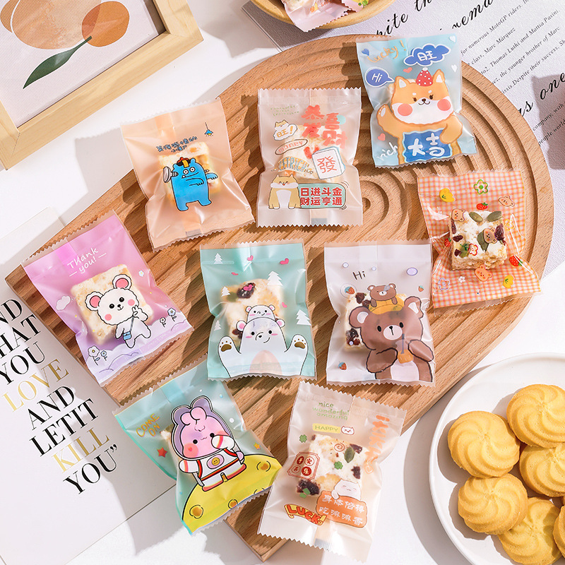 新款卡通小糖果袋雪花酥包装袋牛轧糖袋烘焙食品袋饼干机封袋批发