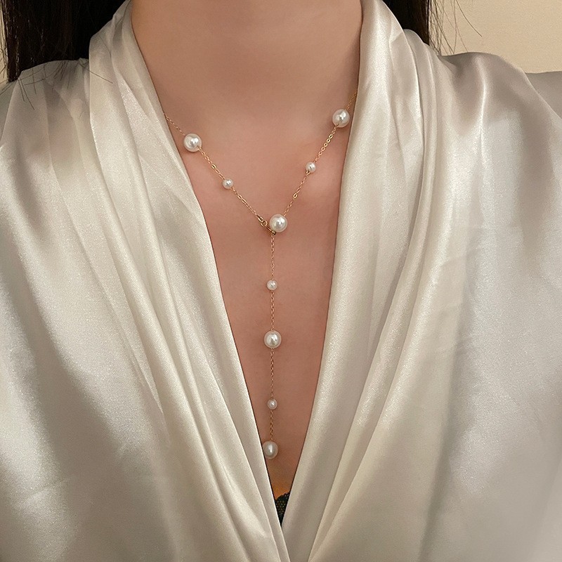 欧美长款珍珠项链2025秋冬优雅简约百搭毛衣链轻奢高级感项饰批发|undefined
