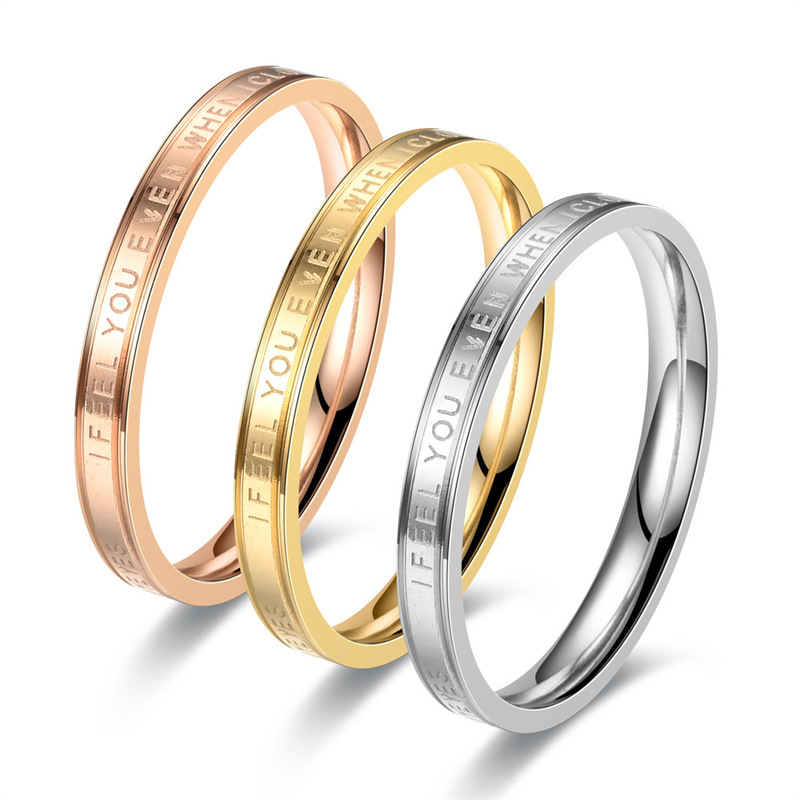 2023 European and American new love letter I FEEL YOU. Always Together couple ring source manufacturer