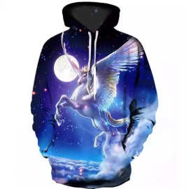 2020新款欧美喜爱的神话图片数码印花男士套头连帽卫衣