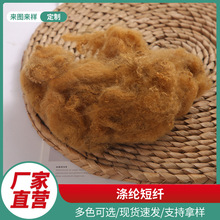 涤纶短纤维骆驼黄再生聚酯纤维3D*65mm涤纶纤棉花式纱特种纱无纺