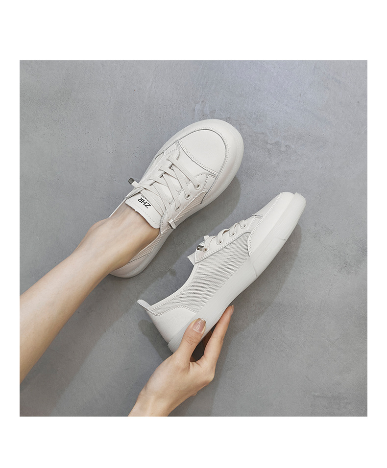 Giày sneaker nữ trắng mesh thoáng khí đế bằng — Màu be A81 chi tiết 16