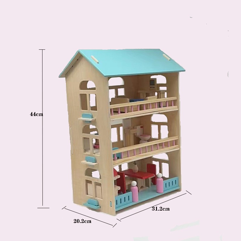 Niños bricolaje madera gran princesa villa castillo casa de muñecas simulación casa de madera muebles de habitación jugar a la casa juguetes